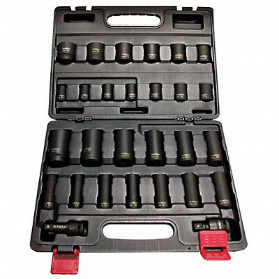 WESTWARD 4PRG8 Impact Socket Set Steel Black Oxide 7/16-1 1/4 in