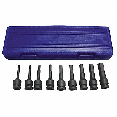 WESTWARD 4PRH1 Impact Socket Set Steel Black Oxide 1/4 to 3/4 in