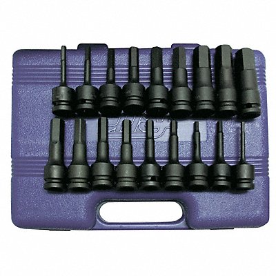 WESTWARD 4PRH3 Impact Socket Set Steel Black Oxide 1/4 to 3/4 in