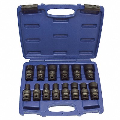 WESTWARD 4PRH5 Impact Socket Set Steel Black Oxide 7/16-1 1/4 in