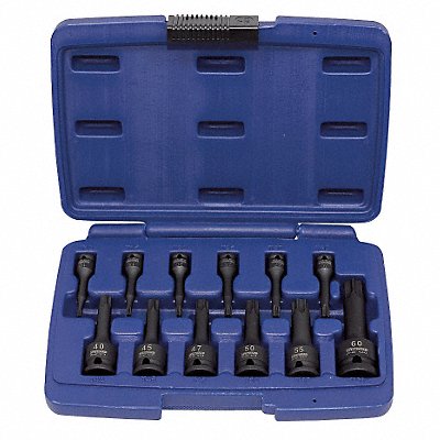 WESTWARD 4PRH7 Impact Socket Set Steel Black Oxide T10 to T60