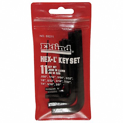 EKLIND 69211 Hex Key Set L 1 21/32 in to 4 1/4 in