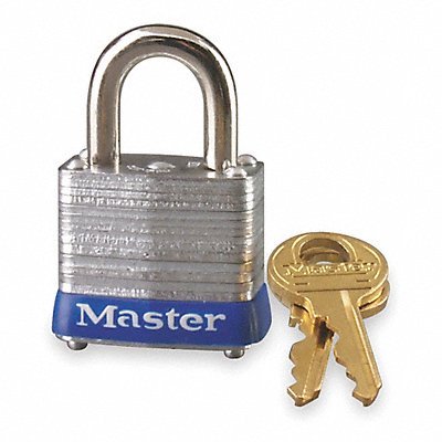 MASTER LOCK 7KA Keyed Padlock 1/2 in Rectangle Silver