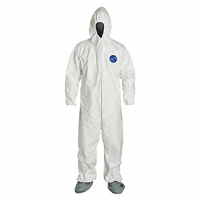 DUPONT TY122SWH3X0025VP Hooded Coverall With Attached Boot Wht 3XL