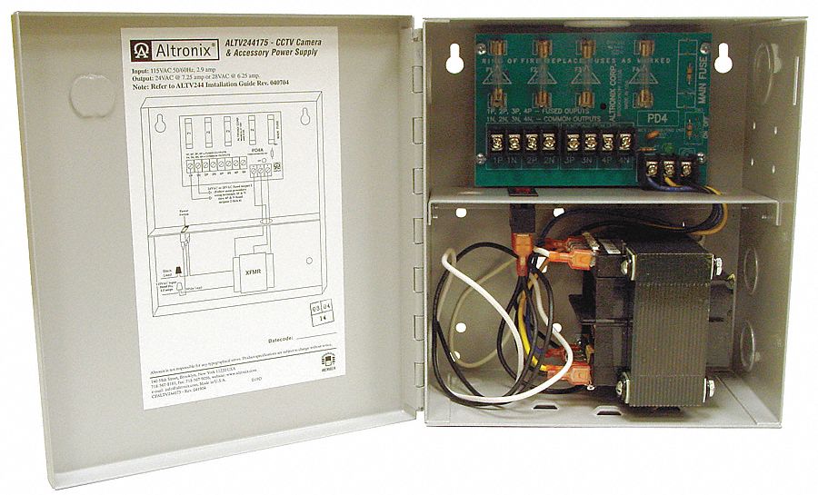 ALTRONIX ALTV244175 Power Supply 4 Fuse 24Vac @ 7.25A