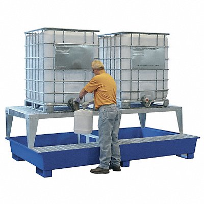 DENIOS K178015 Twin IBC Containment Unit 36 in H Blue