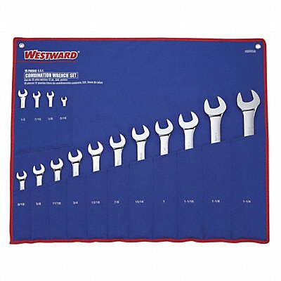 WESTWARD 4VAV9 Combination Wrench St Steel Full Polish Offset