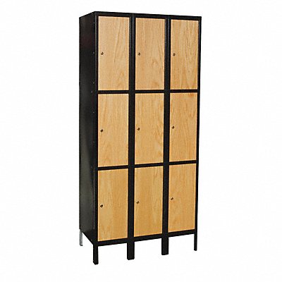 HALLOWELL UW32883MEW Locker 3x3Locker Natrl/Bk 78 x36 x18 Unassembled
