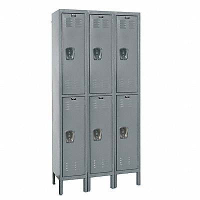 HALLOWELL U32262HG G3769 Wardrobe Locker Louvered 3 Wide 2 Tier Grey