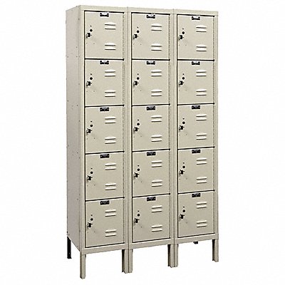 HALLOWELL U32865PT G3801 Box Locker Louvered 3 Wide 5 Tier Tan