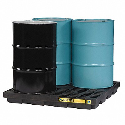 JUSTRITE 28657 Drum Spill Containment Pallet 4 Drum 5k lb.