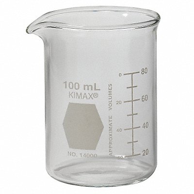 KIMBLE 14000100 Beaker 100 mL 70 mm H 50 mm Dia PK48