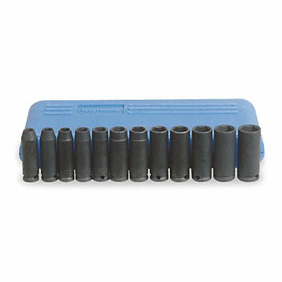 WESTWARD 4YP61 Impact Socket Set Steel Black Oxide 8 to 19 mm