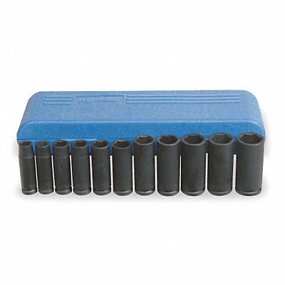 WESTWARD 4YP62 Impact Socket Set Steel Black Oxide 1/2- 1 1/8 in
