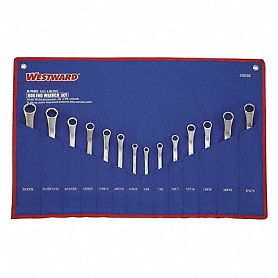 WESTWARD 4YR23 Box End Wrench Set Satin Standard SAE/Mtrc