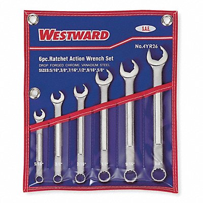 WESTWARD 4YR28 Combination Wrench St CV Steel Satin Offset