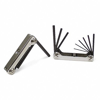 WESTWARD 4YR73 Hex Key Set Folded 1 23/32 to3 5/16 in