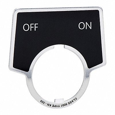 SCHNEIDER ELECTRIC 9001KN344 Legend Plate Off-On Silver/Blk Half-Round