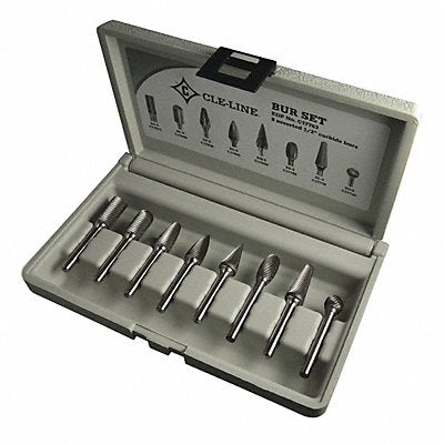 CLE-LINE C17763 Carbide Burr 8pc Set 1/2 x 1/4