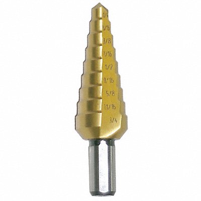 CLE-LINE C20298 Step Drill TiN 3/16-7/8 x 1/16
