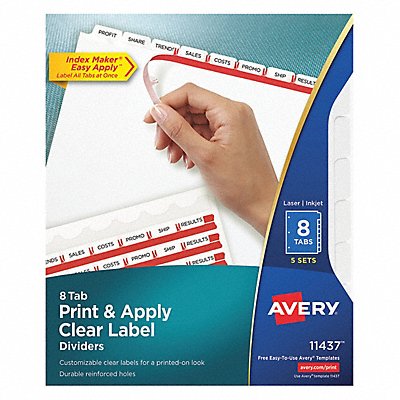 AVERY 11437 Laser/Inkjet Dividers 8 Tab PK5