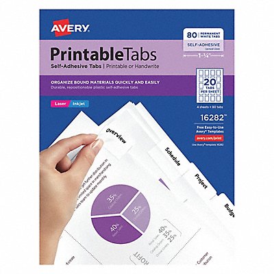 AVERY 16282 Printable Tabs 1-3/4 White PK80