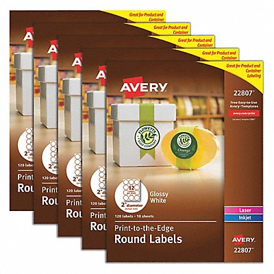 AVERY 22807 Label 2 Glossy White PK120
