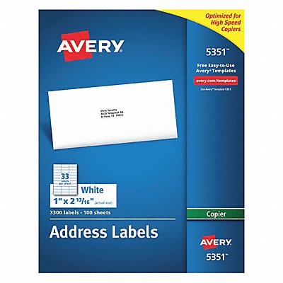 AVERY 5351 Copy Labels 1x2-3/4 3300/Bx PK3300