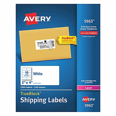 AVERY 5963 Laser Labels 2x4 10 Sheets White PK2500