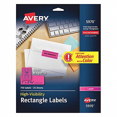AVERY 5970 Magenta Laser Labels 1x2-5/8 PK750