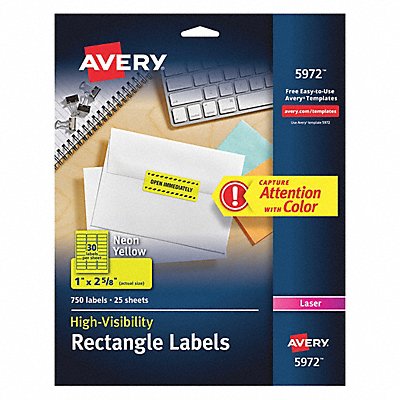 AVERY 5972 Laser Labels 1x2-5/8 Yellow PK750
