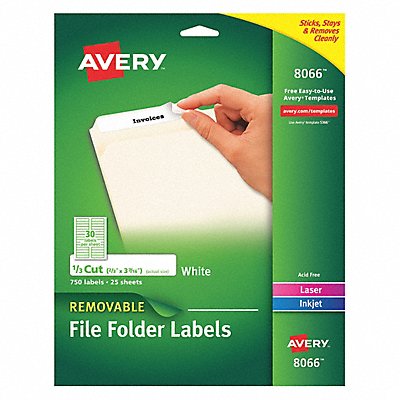 AVERY 8066 Removable File Folder Labels White PK750