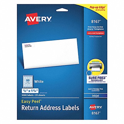 AVERY 8167 Inkjet Labels 1/2x1-3/4 80/Sh PK2000