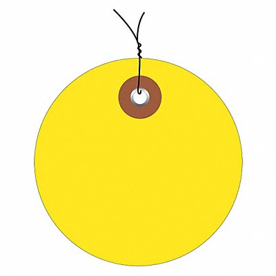PARTNERS BRAND G26073W Tag Plastic Circle Wired 3 Yellow PK100