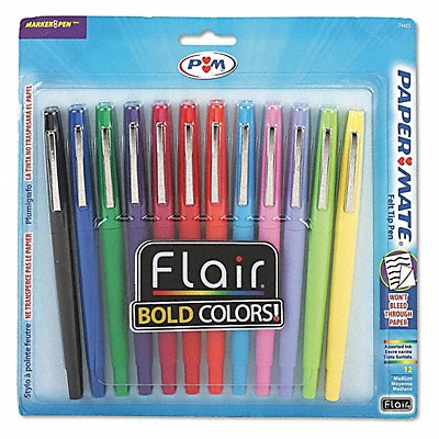 PAPER MATE 74423 FlairFelt TipMarkerPen Assrtd Dozen PK12