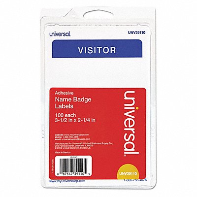 UNIVERSAL 92245 Badge Name Vistor Blue Border PK100