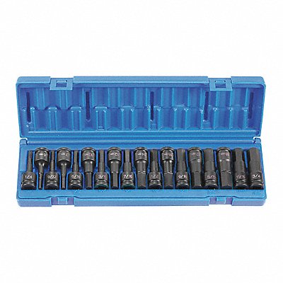 GREY PNEUMATIC 1598HC Combo Hex Driver Set 1/2 D 18pcs.