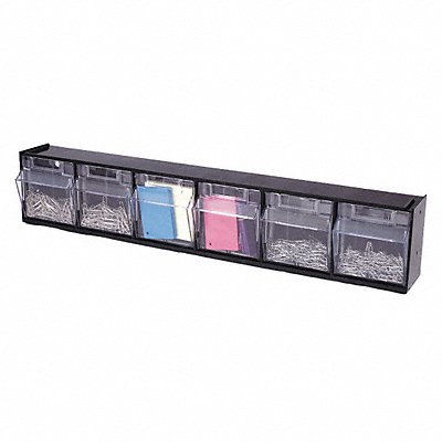 DEFLECTO 20604OP Tilt Bin for Storage 6 Bins Black