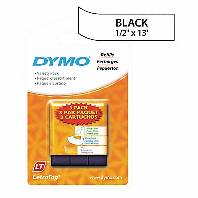 DYMO 12331 Paper/Plastic Label Tape 0.5 x13 ft PK3