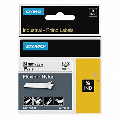 DYMO DYM1734524 Label Tape Flex Nylon 1 Black/White