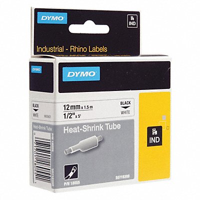 DYMO 18055 Label Tape Rhino 0.5 Heat White/ Black