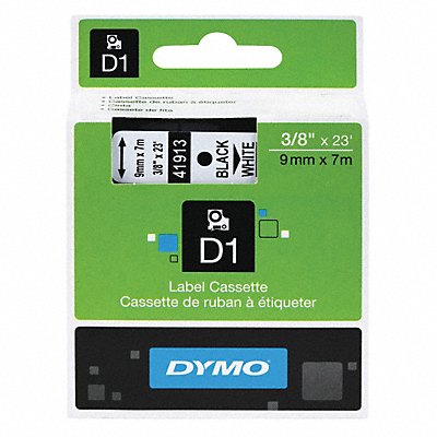 DYMO 41913 Label Tape 3/8 x 23 ft Black/White