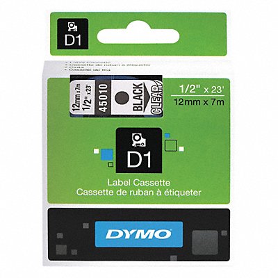 DYMO 45010 Label Tape 0.5 Black On Clear