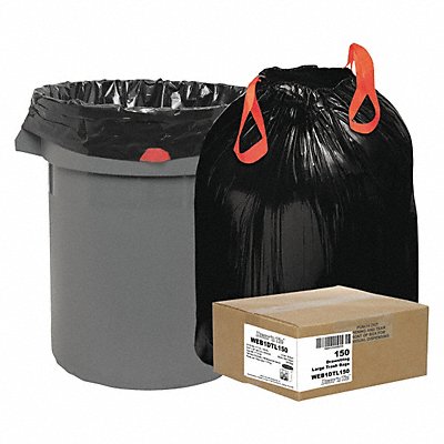 DRAW N TIE WEB1DTL150 Garbage Bags HD 33 gal Black PK150