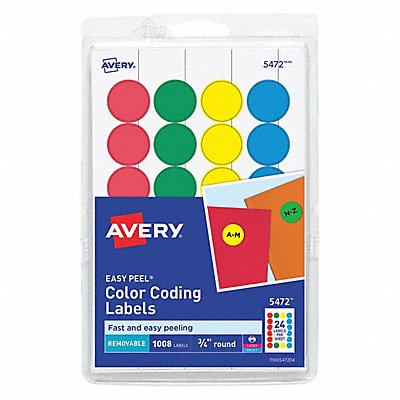 AVERY 5472 Label 0.75 Round Assorted PK1008