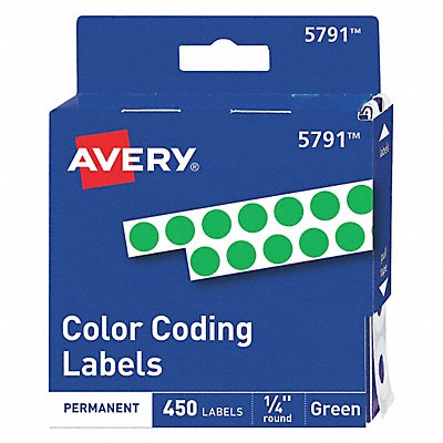 AVERY 5791 Label 0.25 Round Green PK450