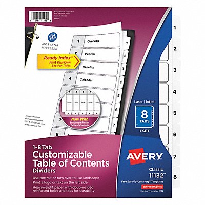AVERY 11132 Index Binder Letter White PK8