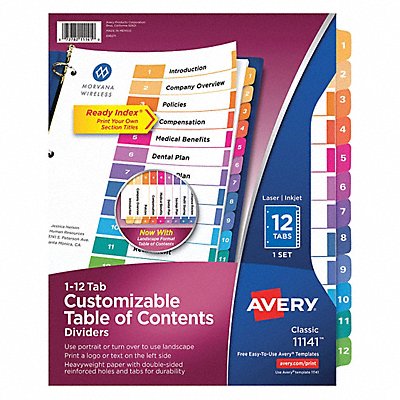 AVERY 11141 Index Binder Lettert Assorted PK12