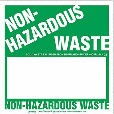 LABELMASTER GBWMVS NonHazardous Waste Label H Bx Vynl PK100
