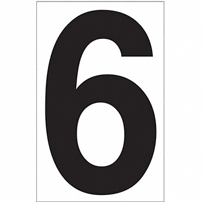 LABELMASTER NUMBER6W White Vinyl 3.5 Numeral 6 DOT PK50
